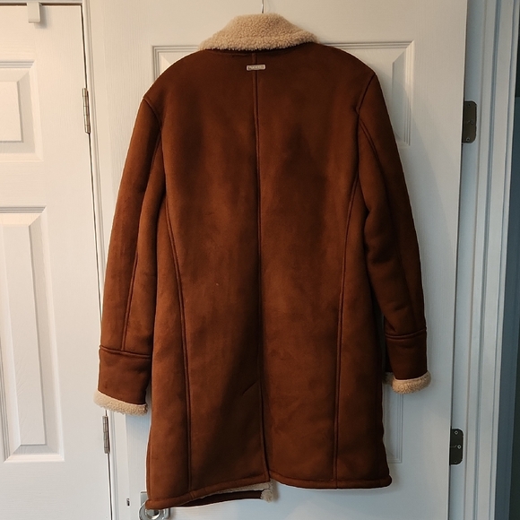 Guess Brown and Cream Peacoat with Shearling Collar - Picture 5 of 5